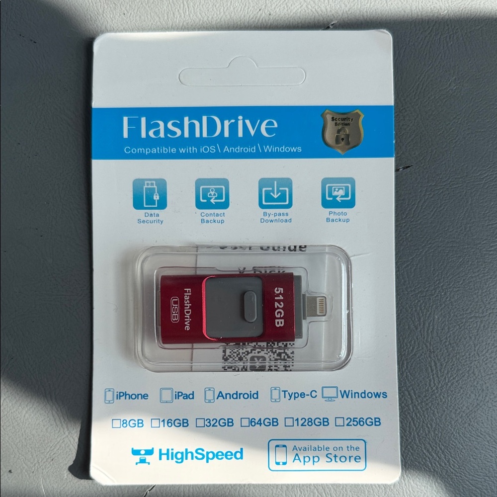 Red FlashDrive 512GB for iOS and Android